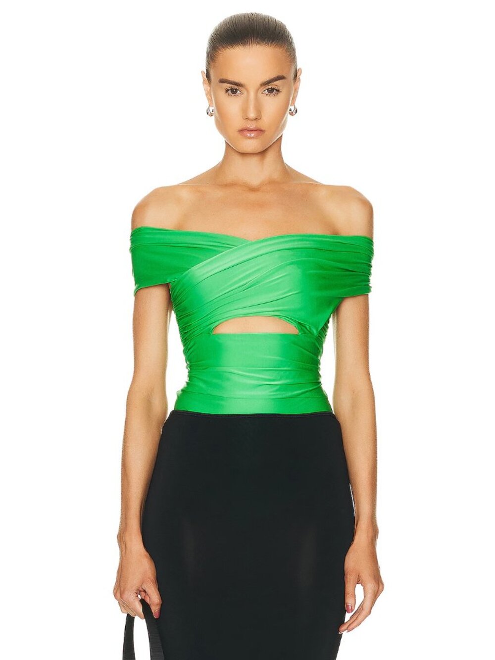 fleur du mal Wrap Front Bodysuit in Peridot Green